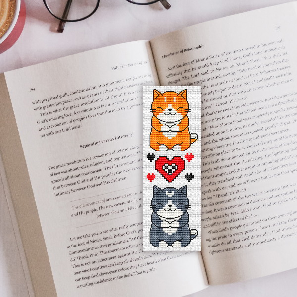 Cat bookmark, Cross stitch bookmark pattern Kawaii Cats - Inspire Uplift