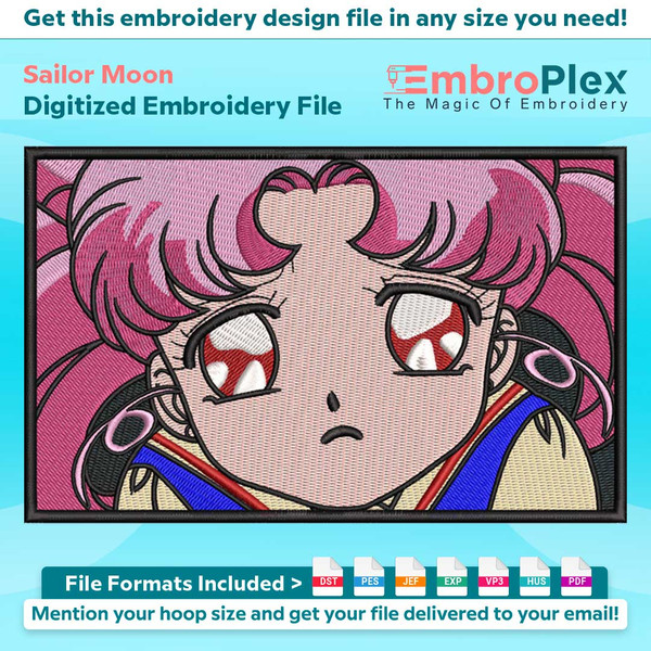 Anime-Inspired Sailor Moon Embroidery Design File main image - This anime embroidery designs files featuring Sailor Moon from Sailor Moon . Digital download in 