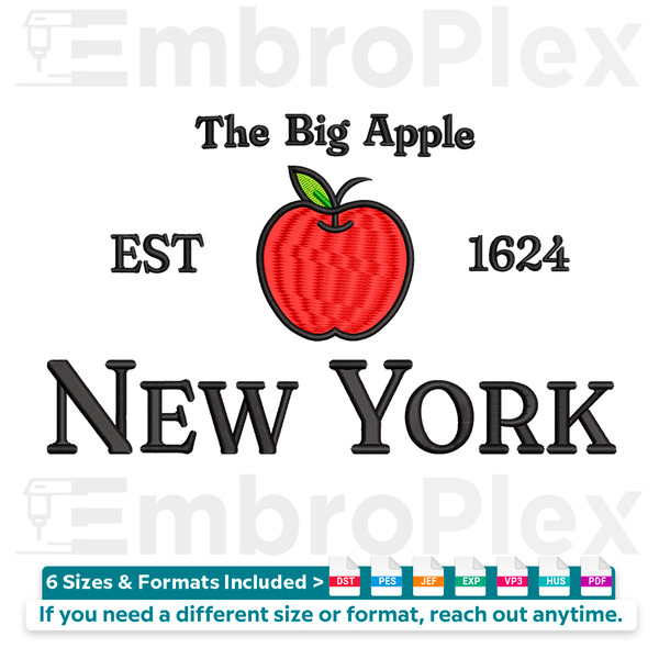 New York City logo Embroidery Design File main image- This embroidery designs files featuring New York City logo from  Cities and Countries. Digital download in