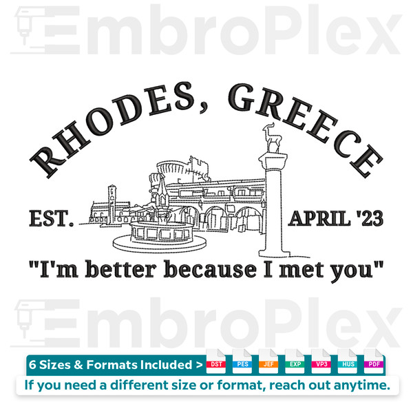 Rhodes Greece Historic Landmarks Embroidery Design File main image - This embroidery designs files featuring Rhodes Greece Historic Landmarks from Cities and Co