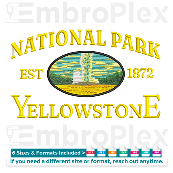 Yellowstone national park Embroidery Design File main image - This embroidery designs files featuring Yellowstone national park from Cities and Countries. Digit