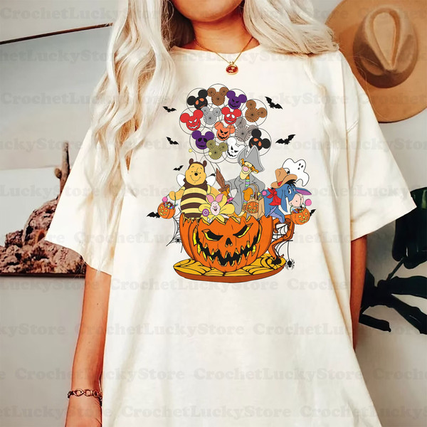 Pooh And Friends Halloween Shirt, Pooh Pumpkin Balloon, Disney Halloween Matching, Kid Halloween Gift, Winnie The Pooh Spooky Season Shirt - 2.jpg