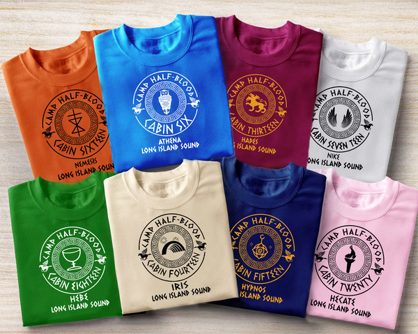 UNISEX Camp Half Blood Cabin Shirts Inspired by Percy Jackson 