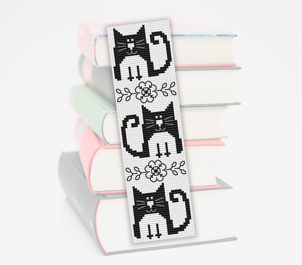 cross stitch bookmark pattern Black Cat