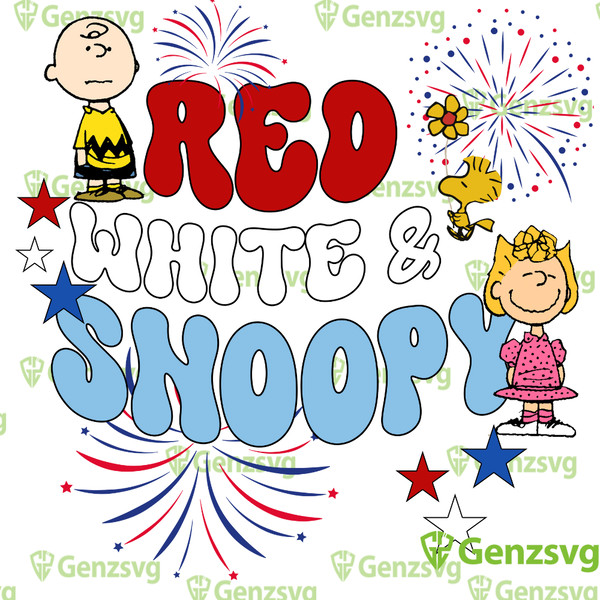 4th of July Red and White Sno0py Firework T-Shirt.png