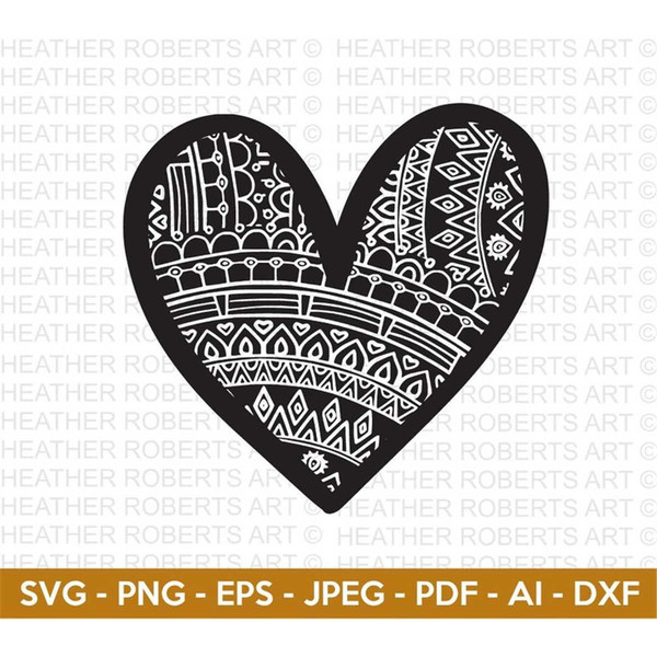 Mandala Outlined Heart Svg, Heart SVG, Hand-drawn Heart svg, - Inspire ...