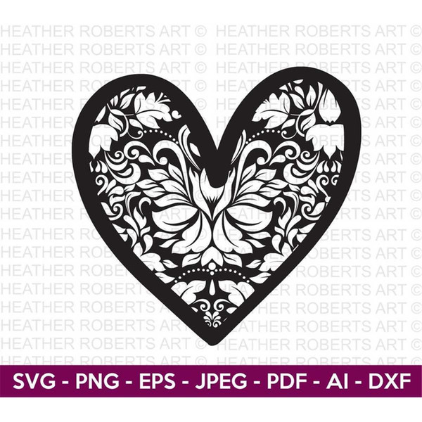 Floral Heart Svg, Heart SVG, Hand-drawn Heart svg, Valentine - Inspire ...