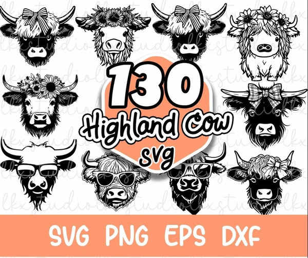 Highland cow svg, highland cow png, cow head svg - Inspire Uplift