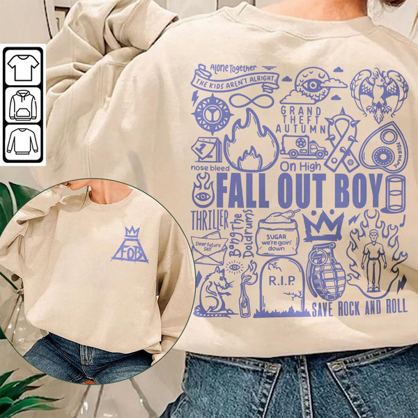 Fall Out Boy Doodle Art Shirt, 2 Side Vintage Fall Out Boy Lyrics Merch Tee Sweatshirt Hoodie, Fall Out Boy Tattoo Tour 2023 V1 DA1306DT - 1.jpg