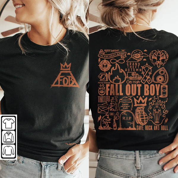 Fall Out Boy Doodle Art Shirt, 2 Side Vintage Fall Out Boy Lyrics Merch Tee Sweatshirt Hoodie, Fall Out Boy Tattoo Tour 2023 V1 DA1306DT - 2.jpg