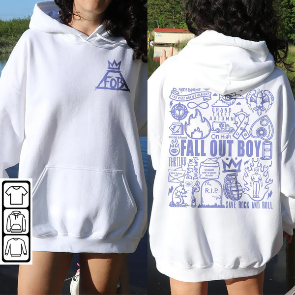 Fall Out Boy Doodle Art Shirt, 2 Side Vintage Fall Out Boy Lyrics Merch Tee Sweatshirt Hoodie, Fall Out Boy Tattoo Tour 2023 V1 DA1306DT - 3.jpg