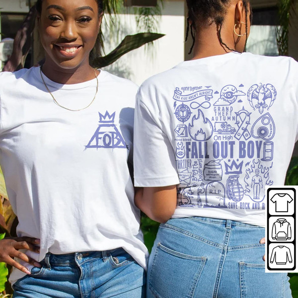 Fall Out Boy Doodle Art Shirt, 2 Side Vintage Fall Out Boy Lyrics Merch Tee Sweatshirt Hoodie, Fall Out Boy Tattoo Tour 2023 V1 DA1306DT - 4.jpg