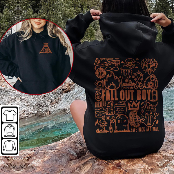 Fall Out Boy Doodle Art Shirt, 2 Side Vintage Fall Out Boy Lyrics Merch Tee Sweatshirt Hoodie, Fall Out Boy Tattoo Tour 2023 V1 DA1306DT - 5.jpg