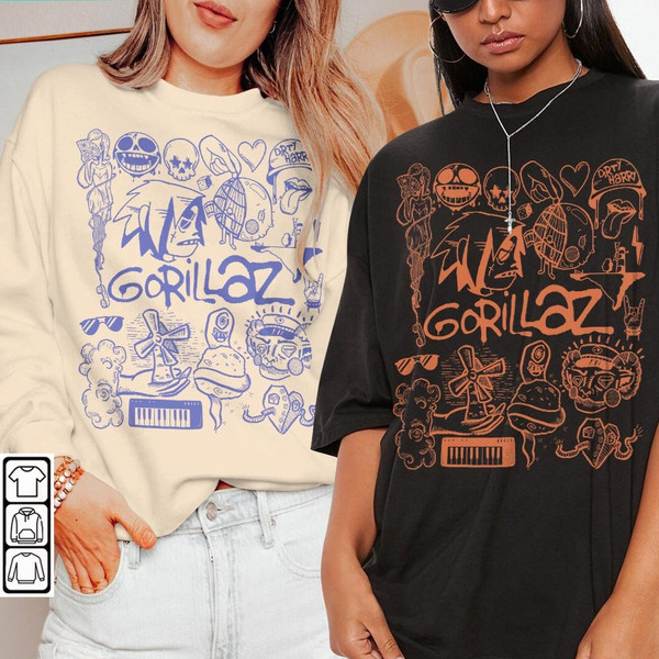 Gorillaz Doodle Art Shirt, Vintage Gorillaz Merch Tee Graphic Album Lyric Art Sweatshirt, Retro Gorillaz Tour 2023 DA1506DT V1 - 1.jpg