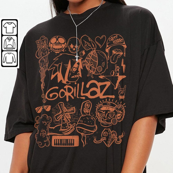 Gorillaz Doodle Art Shirt, Vintage Gorillaz Merch Tee Graphic Album Lyric Art Sweatshirt, Retro Gorillaz Tour 2023 DA1506DT V1 - 3.jpg