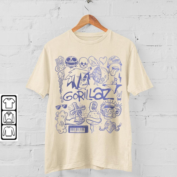 Gorillaz Doodle Art Shirt, Vintage Gorillaz Merch Tee Graphic Album Lyric Art Sweatshirt, Retro Gorillaz Tour 2023 DA1506DT V1 - 4.jpg