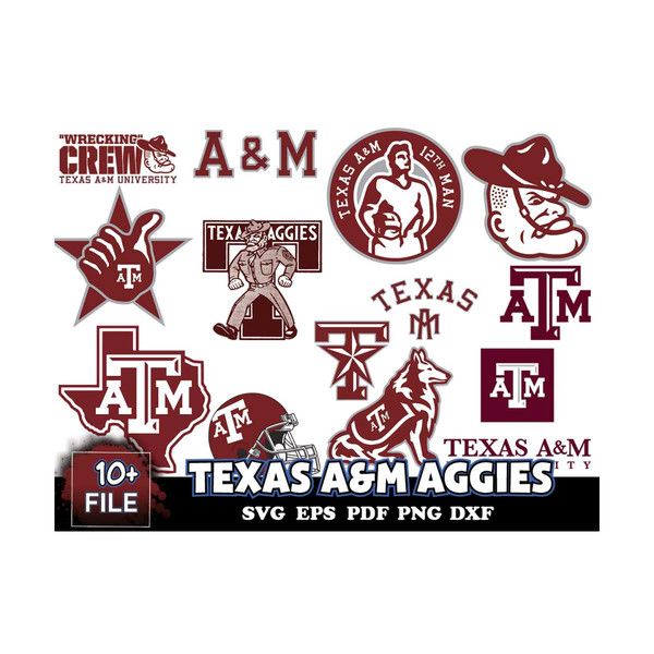 Texas A&M Graphic Pack - Aggies - Texas Graphic - Digital Download - SVG  File - DXF File - EPS File