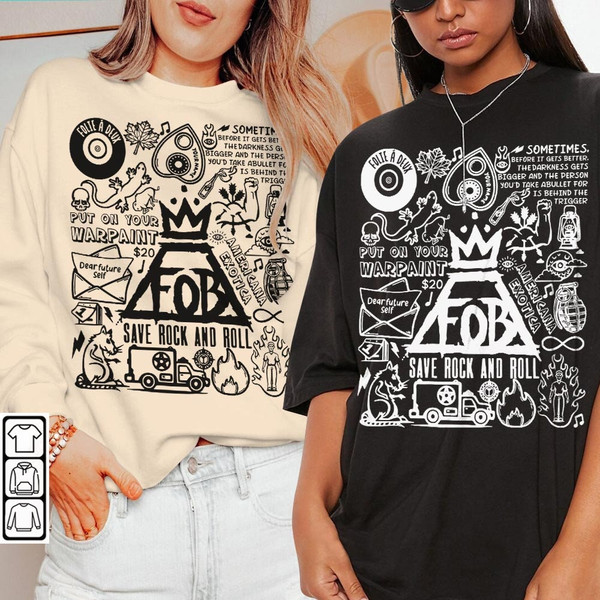 Fall Out Boy Doodle Art Shirt, Vintage Fall Out Boy Lyric Merch Tee Sweatshirt Hoodie, Retro Fall Out Boy Tattoo Tour 2023 DA0605DT - 2.jpg