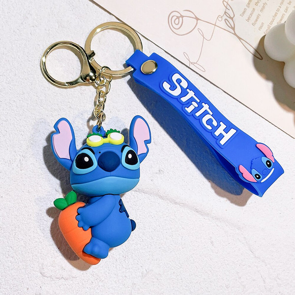 Stitch Disney Keychain Cute Stitch Doll Keychains Kids Cartoon PVC Key  chain Car Keyring Bag Accessories