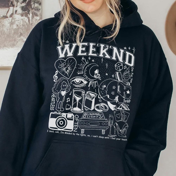 The Weeknd Doodle Art Shirt, Vintage Merch Weeknd Album Lyrics