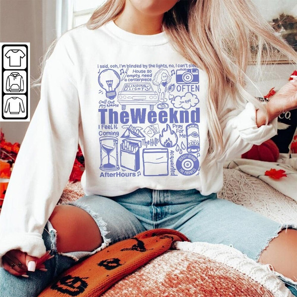 The Weeknd Doodle Art Shirt, Vintage Merch Weeknd Album Lyrics