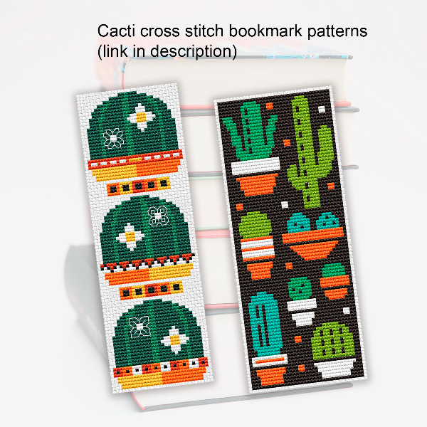 bookmark embroidery pattern cactus