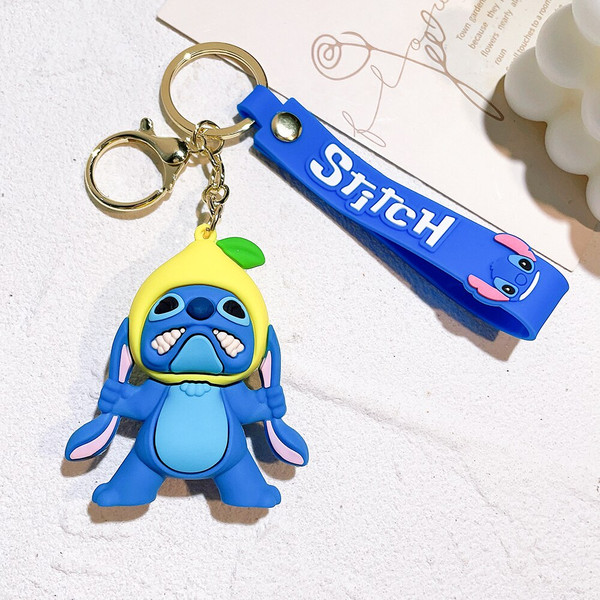 New Disney Stitch Keychains Fruit Llaveros Car Key Handbag A