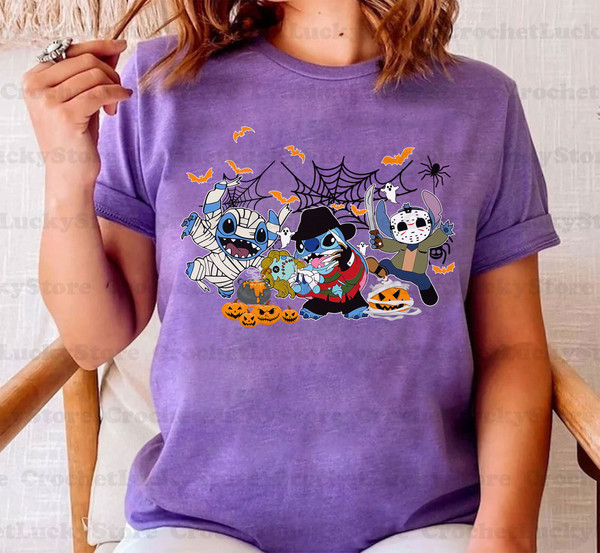 Disney Horror Stitch Halloween Shirt, Spooky Season, Trick Or Treat, Halloween Party Shirt, Halloween Shirt, Disney Stitch Matching Shirt - 3.jpg