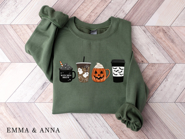 Halloween Sweatshirt, Fall Coffee Sweatshirt, Halloween Coffee Sweatshirt, Halloween Sweater, Halloween Crewneck, Pumpkin Spice Shirt - 1.jpg