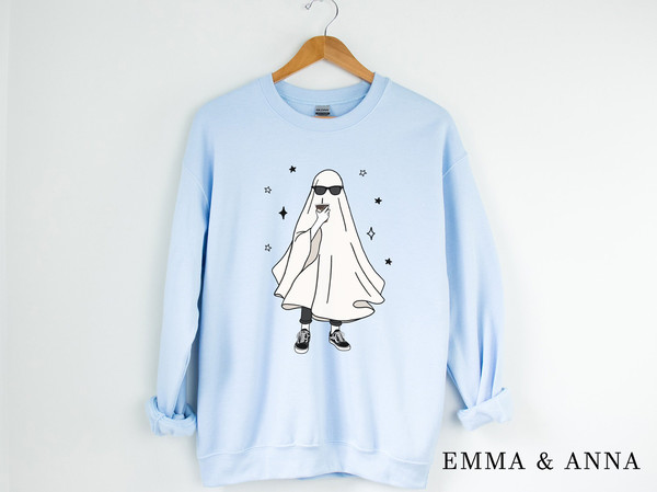 Halloween Sweatshirt, Ghost Sweatshirt, Ghost Drinking Coffee Shirt, Fall Sweatshirt, Ghost Shirt, Halloween Crewneck, Halloween Sweater - 5.jpg