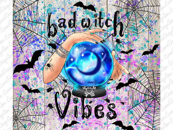 Bad Witch Vibes Tumbler Png Sublimation Design, 20oz Skinny Tumbler Png, Magic Crystal Design Png, Crystal Ball Png, Happy Halloween Png - 2.jpg