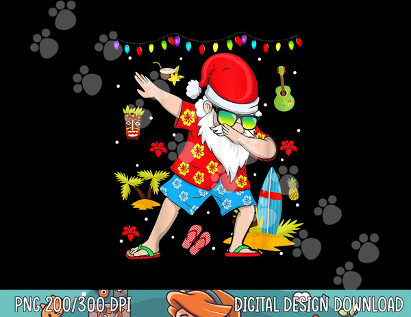 Dabbing Santa Christmas Summer Tropical Hawaiian Surfing  png,sublimation copy.jpg