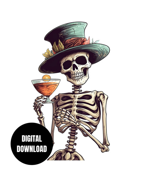 Skeleton With Cocktail Drink PNG, Cinco De Drinko De Mayo Sublimation, Clipart, Instant Download, Digital Download, Shirt Design Graphic Art - 1.jpg