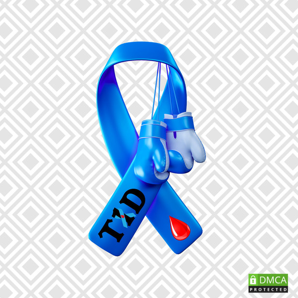 T1D Diabetes Sublimation PNG, Tackle Diabetes, Boxing Gloves Png, Diabetes Warrior, T1D Blue Ribbon, Diabetes Awareness, Sublimation Design - 1.jpg