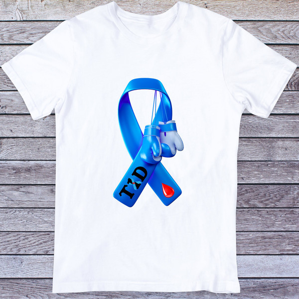 T1D Diabetes Sublimation PNG, Tackle Diabetes, Boxing Gloves Png, Diabetes Warrior, T1D Blue Ribbon, Diabetes Awareness, Sublimation Design - 2.jpg