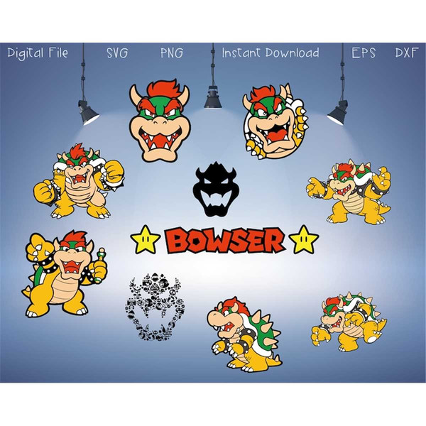 Bowser Mario Peaches Inspired Instant Download Digital File 