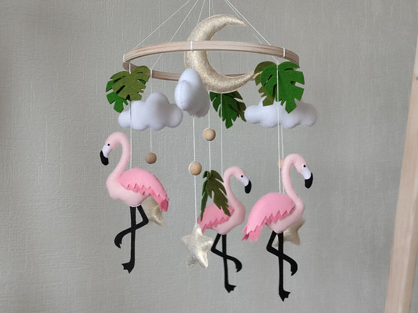 Baby mobile girl Flamingo, star, cloud, monstera (10).jpeg