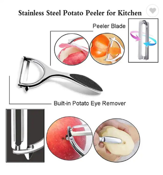 Stainless Steel Swivel vegetable peelers Y-Shaped and P-Shaped Potato  Peelers with Potato Eye Remover kitchen peeler