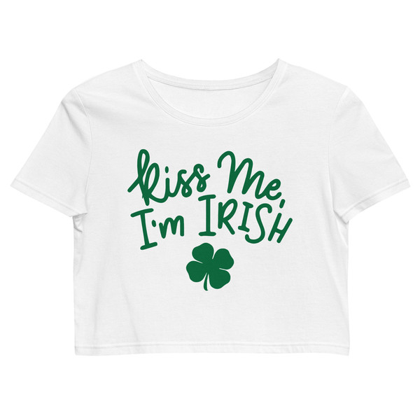 Kiss Me Im Irish Crop Top, Irish Shamrock baby tee, four ( 4 ) Leaf Clover St Patrick's Day - 2.jpg