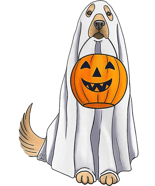 golden retriever ghost pumpkin halloween fall .pnggolden retriever ghost pumpkin halloween fall .png