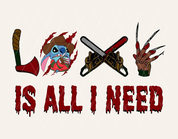 Love Is All I Need, Horror Characters PNG, Halloween png, Horror png, Scary Movie, Freddy Krueger PNG, Jason, Png, Svg, Dxf, Pdf, AI - 1.jpg