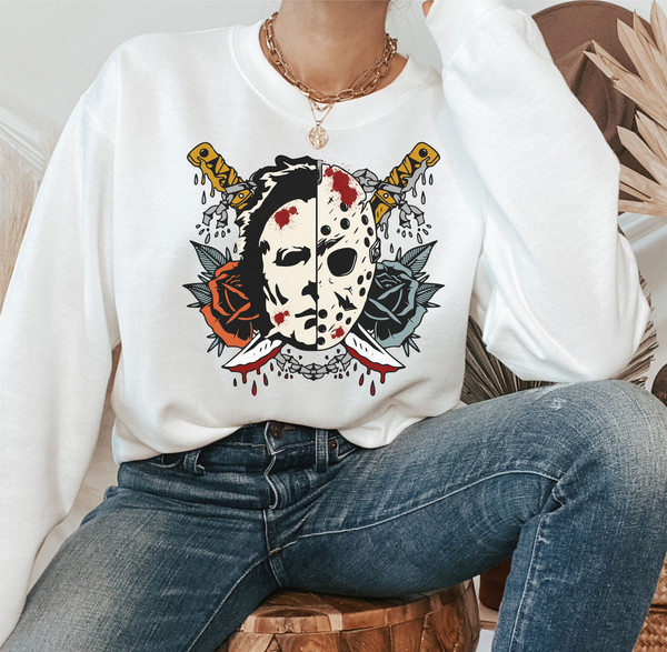 Michael Myers And Jason Vorhees, Horror Ghost mask halloween PNG, Halloween Shirt png, Horror Movies png, Sublimation png, Digital Download - 4.jpg