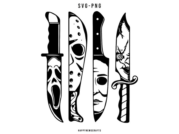 Horror Movie Knives Svg, Halloween Svg, Halloween Knife Svg Cut Files, Silhouette, Digital Download, Spooky Vibes, Horror Movie Svg, - 1.jpg