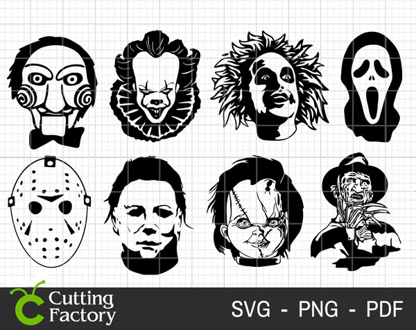 Horror Character Bundle SVG, Halloween Svg, Baby Horror Character Svg, Halloween Killer Svg, Horror Svg, Instant Download Cricut - 1.jpg