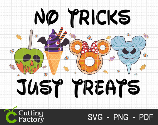 No Trick Just Freats SVG, Halloween Svg, Head Mouse Svg, Spooky Vibes Svg, Snack Goals Svg, Halloween Carnival Food, Digital Download - 1.jpg