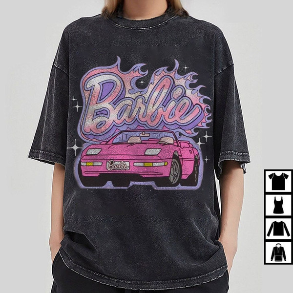 Barbie Glitter Car Boyfriend Fit Girls Shirt, Sweatshirt, Party Girls Shirt, Barbie Movie 2023, Doll Baby Girl, Birthday Shirt, Girls Shirt - 3.jpg