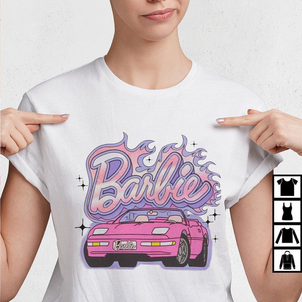Barbie Glitter Car Boyfriend Fit Girls Shirt, Sweatshirt, Party Girls Shirt, Barbie Movie 2023, Doll Baby Girl, Birthday Shirt, Girls Shirt - 7.jpg