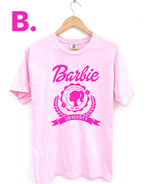 Barbie University Comfort Colors Shirt, Cute Barbie Shirt, Oversized Barbie T-shirt, Gift - 2.jpg