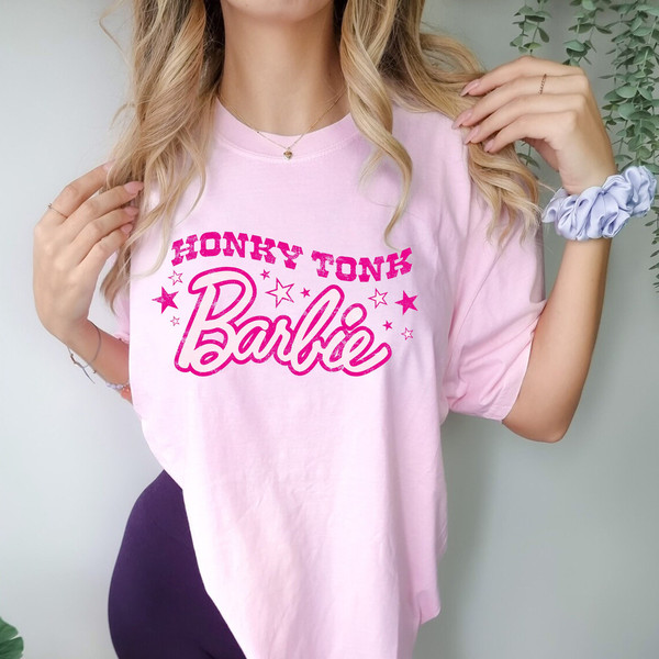 Honky Tonk Shirt,Babydoll Shirt,Pink Girly Shirt,Western Honky Tonk,Cowgirl Doll,Vintage Movie Shirt,Doll Baby Girl Shirt,Margot Robbie Tees - 1.jpg