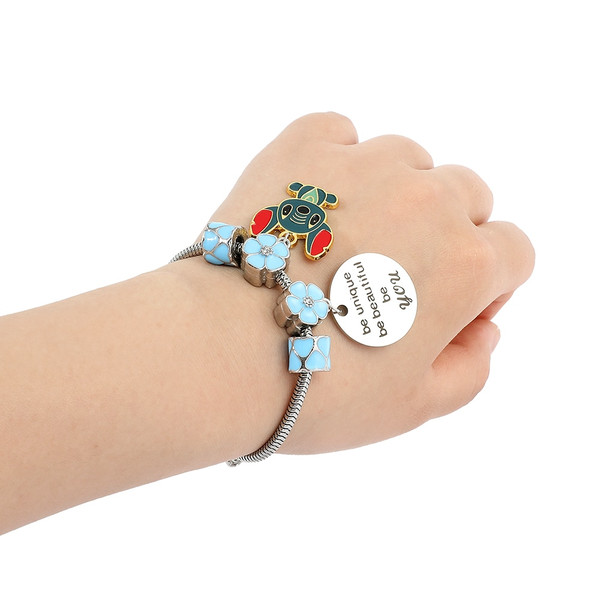 Disney Stitch Charms Bracelet Cartoon Lilo & Stitch Stainless